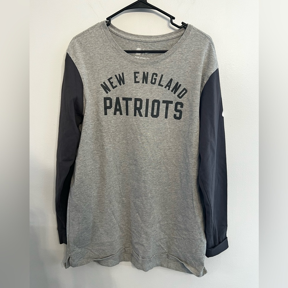 New England Patriots Shirt Adult Large Gray Long Sleeve NFL Football Nike Mens - Picture 1 of 5